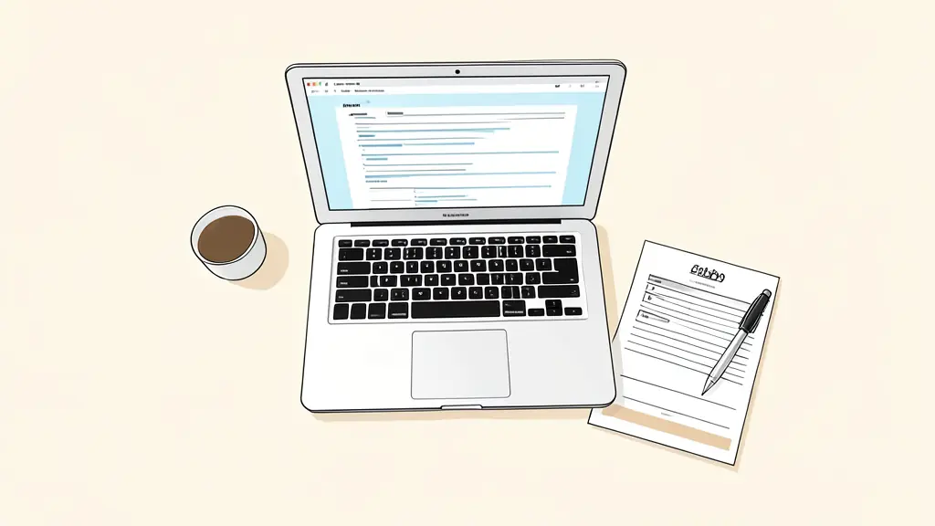 A professional desk with a laptop showing a PDF document, a printed resume, and a checklist with a pen, editorial style, top-down view